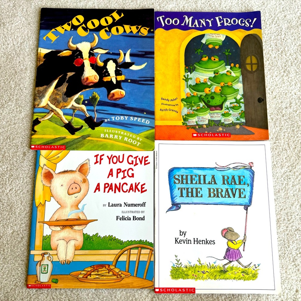 Bundle - 4 Children’s Picture Books TWO COOL COWS If You Give a Pig a Pancake